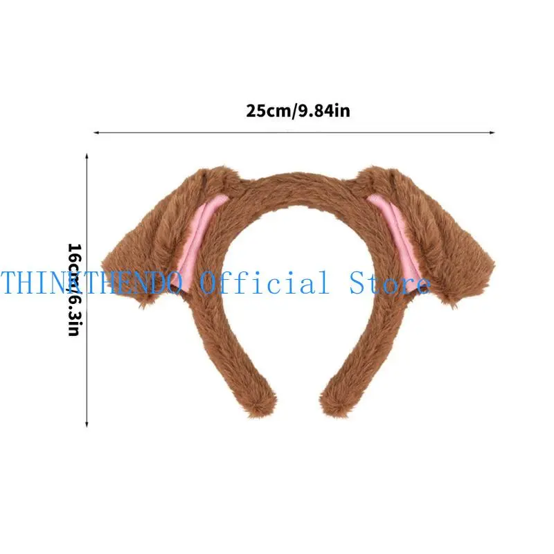 652F Puppy Cosplay Makeup Headband Sweet Furry Headwear Hairbands Headwear Pompoms Hairbands Birthday Party