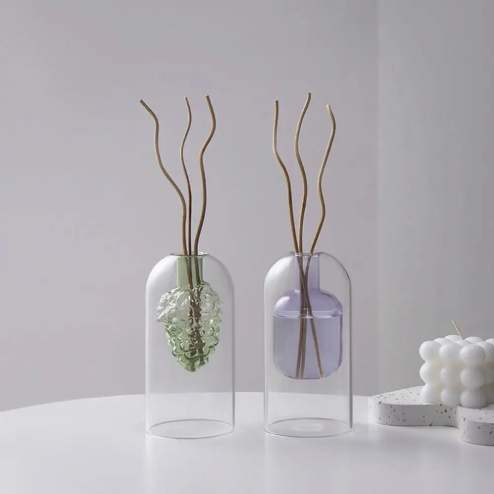 Glass Aromatherapy Bottle Creative Double Layered Essential Oil Evaporation Bottle Exquisite Hydroponic Pot Vase Gift