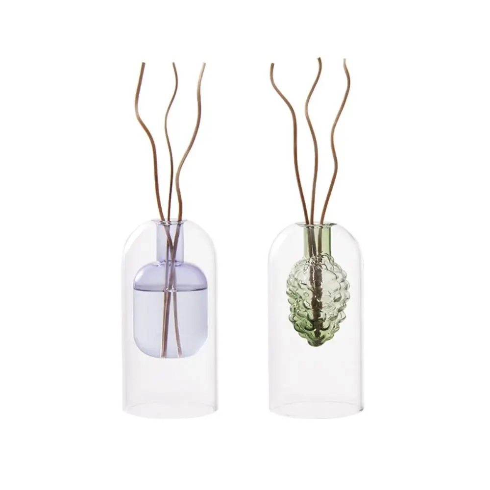 Glass Aromatherapy Bottle Creative Double Layered Essential Oil Evaporation Bottle Exquisite Hydroponic Pot Vase Gift