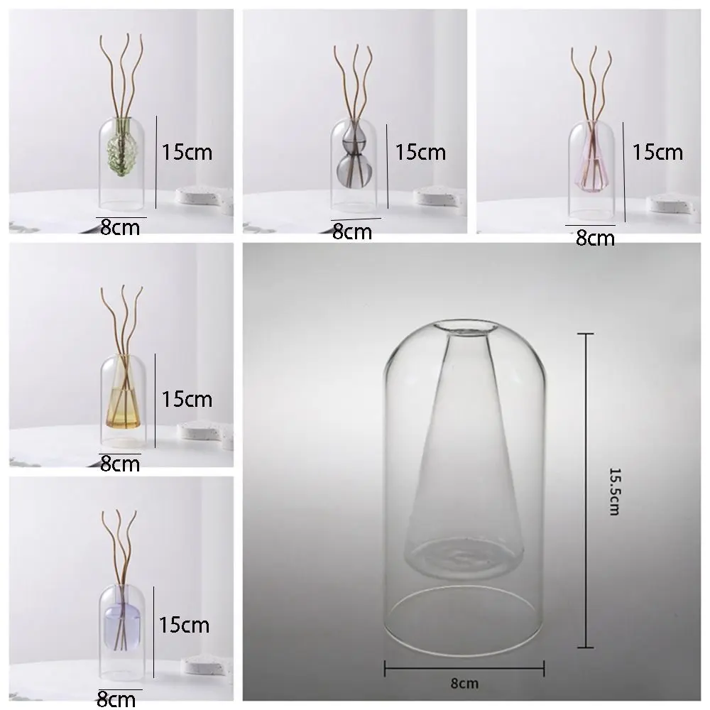 Glass Aromatherapy Bottle Creative Double Layered Essential Oil Evaporation Bottle Exquisite Hydroponic Pot Vase Gift