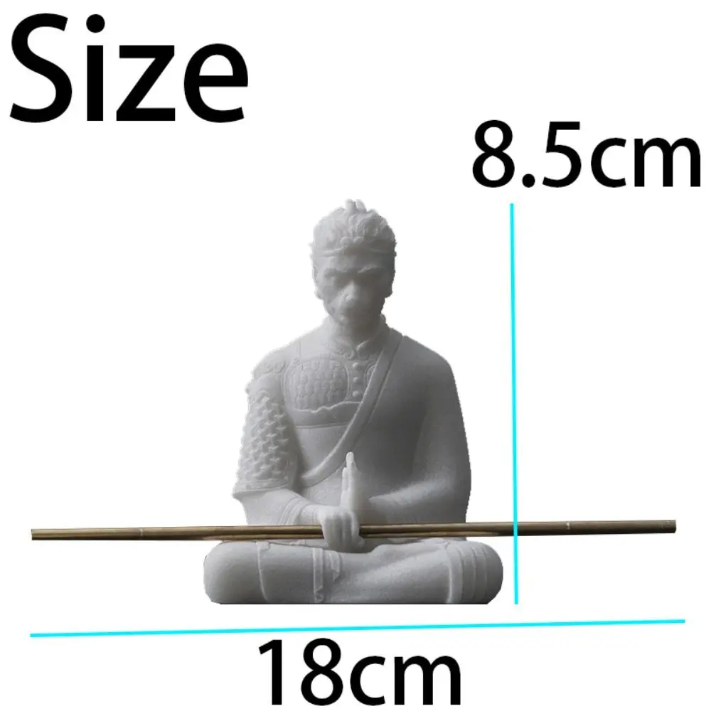 Cute Monkey King Statue with Golden Cudgel Buddha Monkey Wukong Fish Tank Sculpture Sandstone Serviceable Dolls Buddha Statue