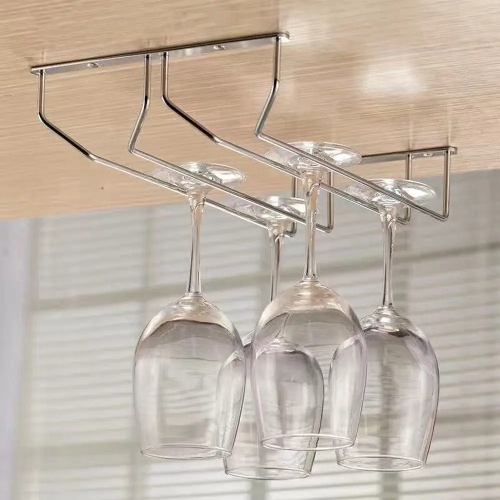 Silver Useful High Glass Rack Single Row Multiple Size Double Row Glass Holder Wine Rack Goblet Holder Wine Glass Rack