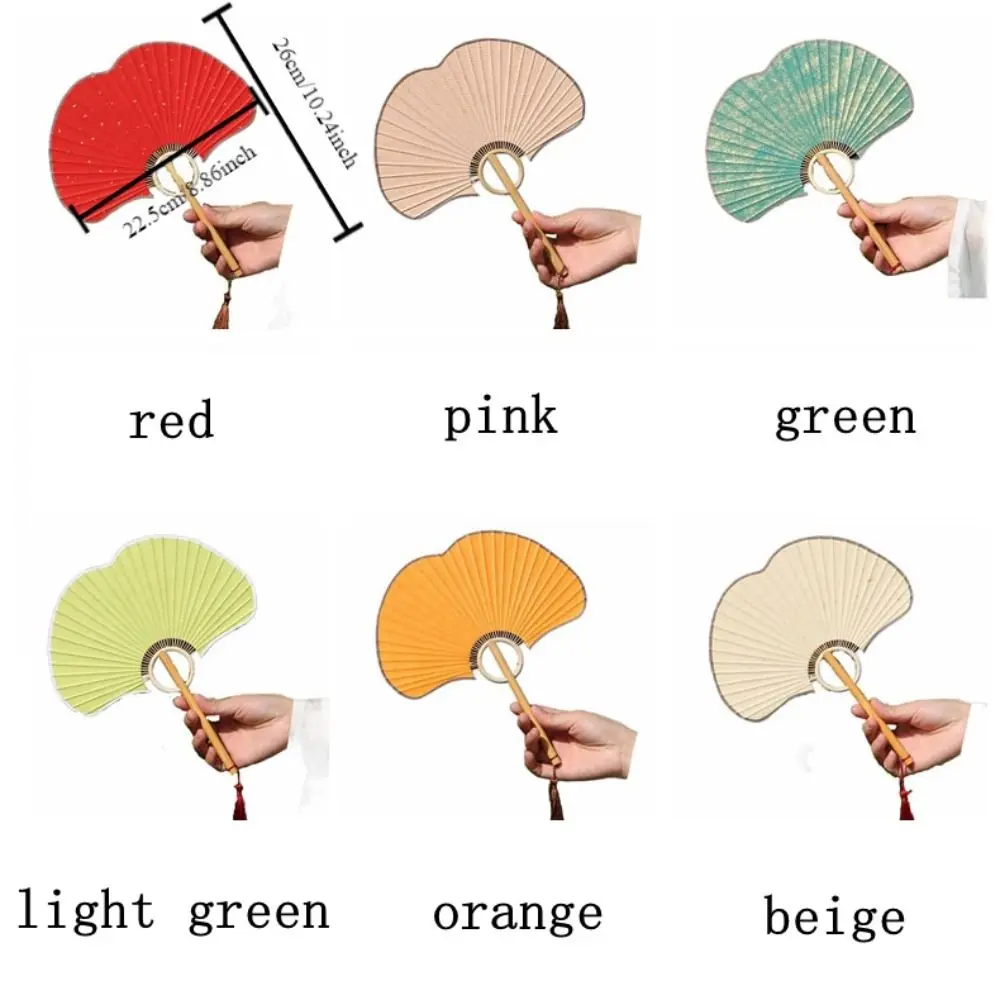 Crafts Double-sided Ginkgo Round Fan Exquisite Vintage Rice Paper Fan Portable Chinese Round Fan Calligraphy Painting