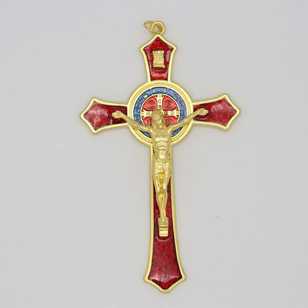 Catholic Saint Crucifix Pendant Religious Charm Alloy Catholic Jesus Cross Medal Prayer Christ Handmade Necklace Christian Decor