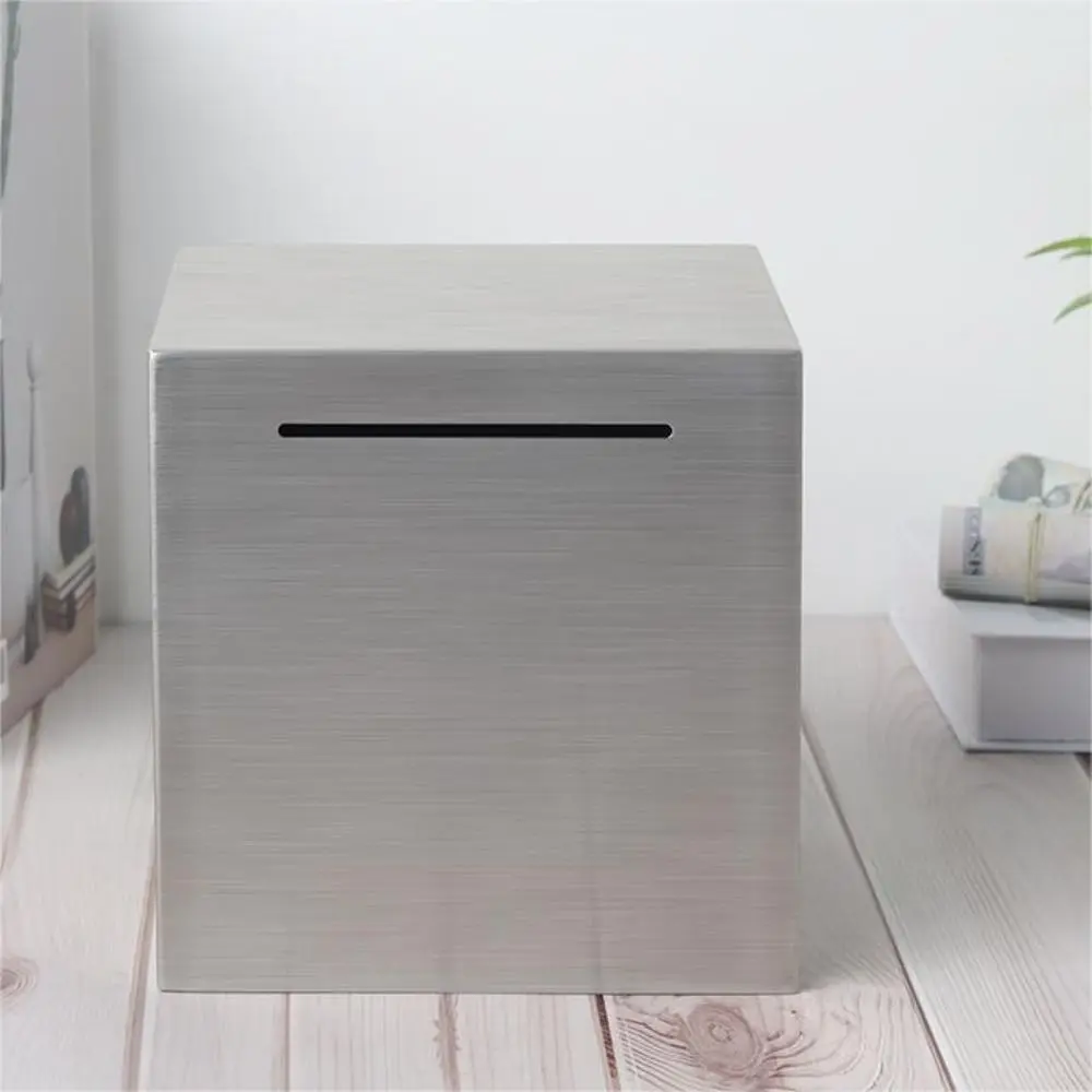 Solid Safe For Kids/Adults Stainless Steel Jar Piggy Bank Safe Box Money Bank Box Money Savings Bank
