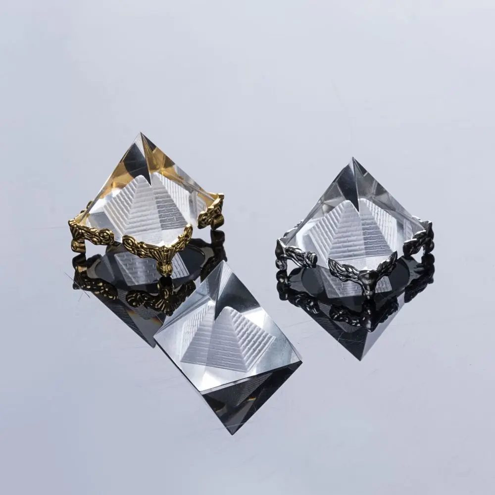 Triangle Scripture Pyramid Ornaments Geometry Decoration Creative Crystal Pyramid Crafts Meditation Mini Desktop Ornament Car