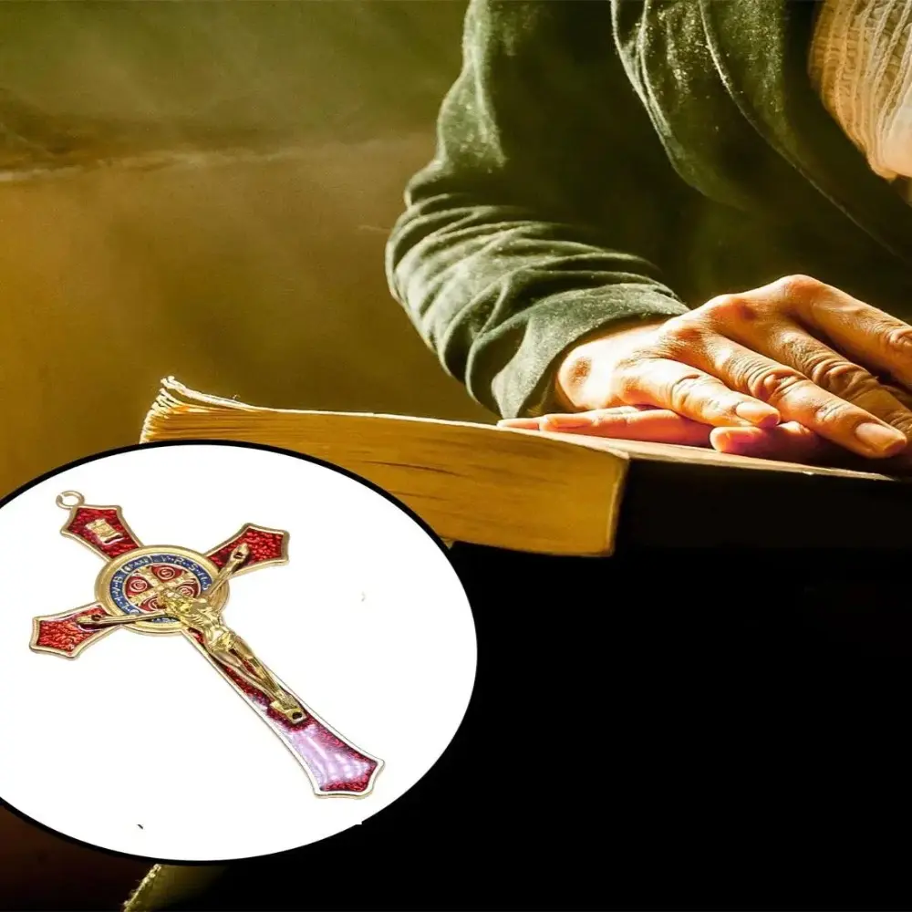 Catholic Saint Crucifix Pendant Religious Charm Alloy Catholic Jesus Cross Medal Prayer Christ Handmade Necklace Christian Decor
