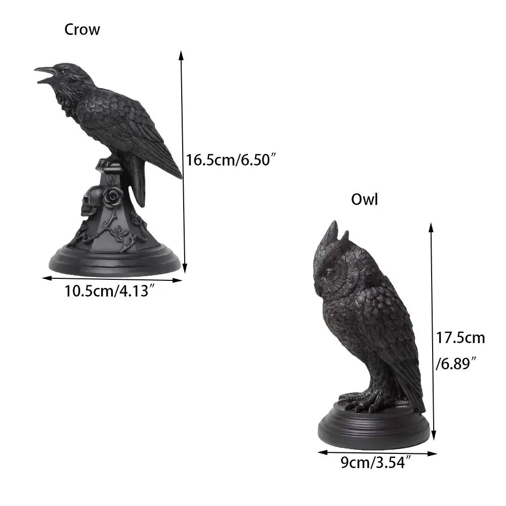 Craft Resin Halloween Gothic Candle Holder Gothic Black Crow Candle Holder Owl Crow Owl Candle Stick Home Decor