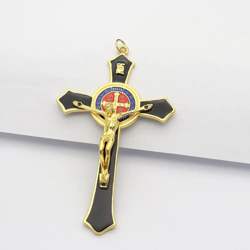 Catholic Saint Crucifix Pendant Religious Charm Alloy Catholic Jesus Cross Medal Prayer Christ Handmade Necklace Christian Decor