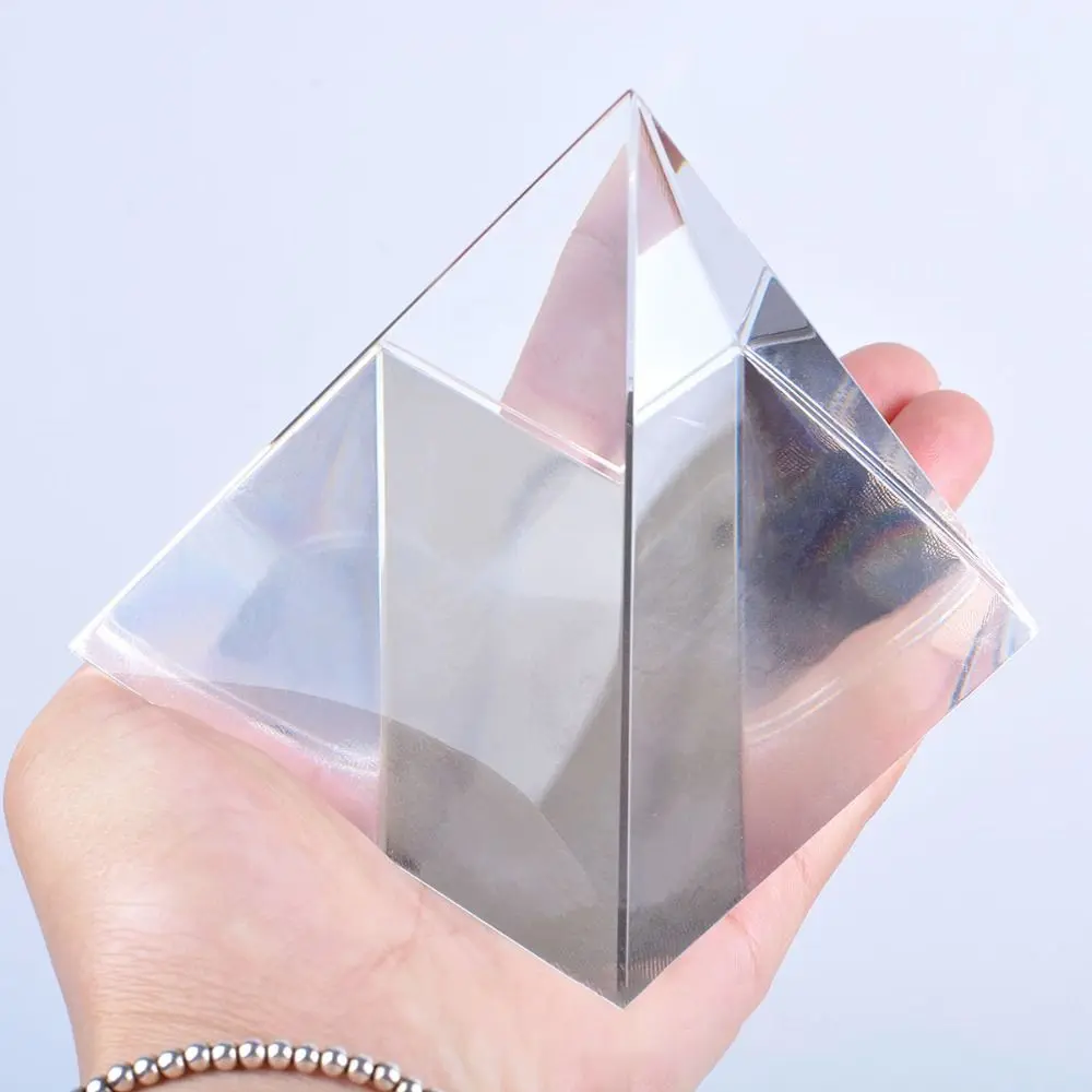 Triangle Scripture Pyramid Ornaments Geometry Decoration Creative Crystal Pyramid Crafts Meditation Mini Desktop Ornament Car