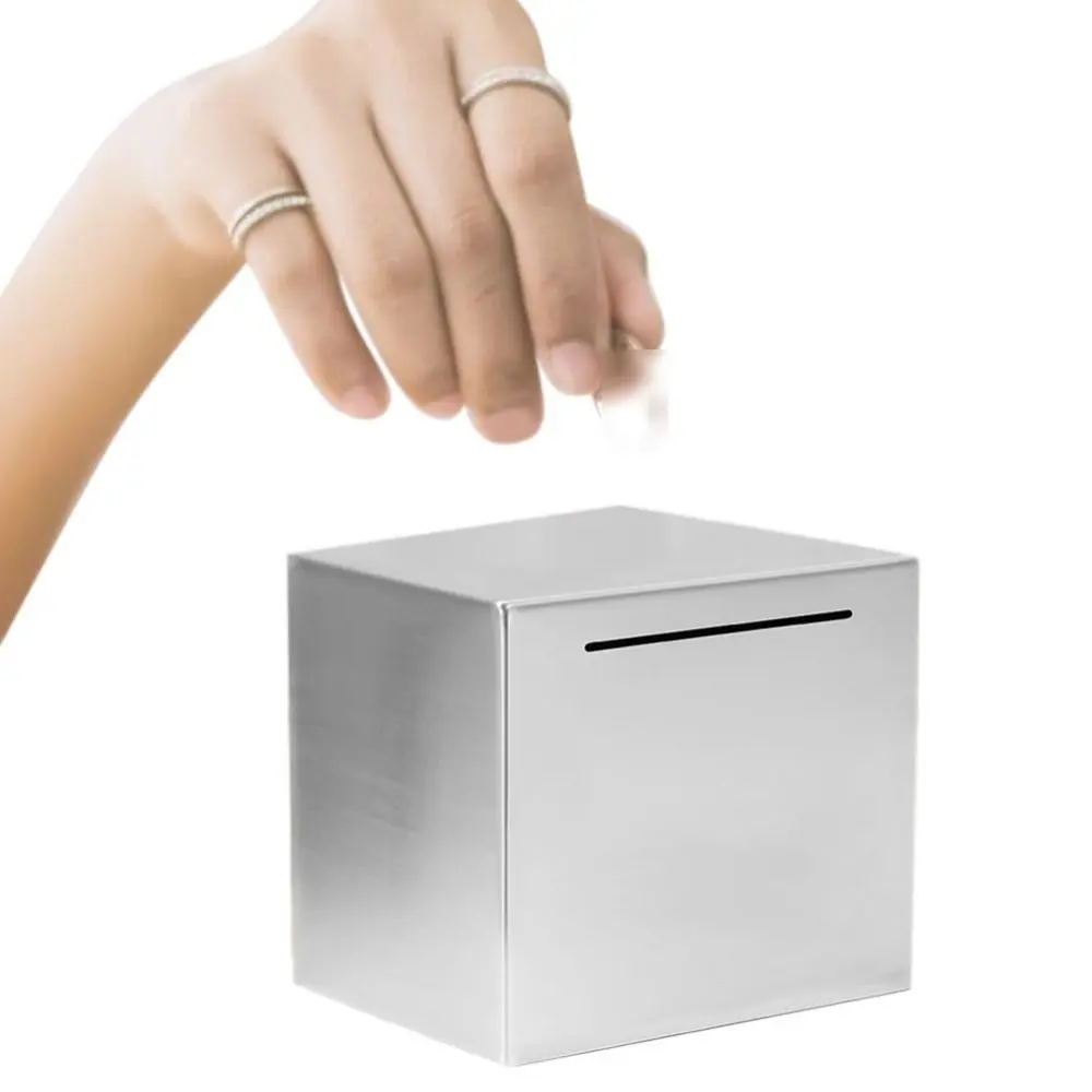 Solid Safe For Kids/Adults Stainless Steel Jar Piggy Bank Safe Box Money Bank Box Money Savings Bank