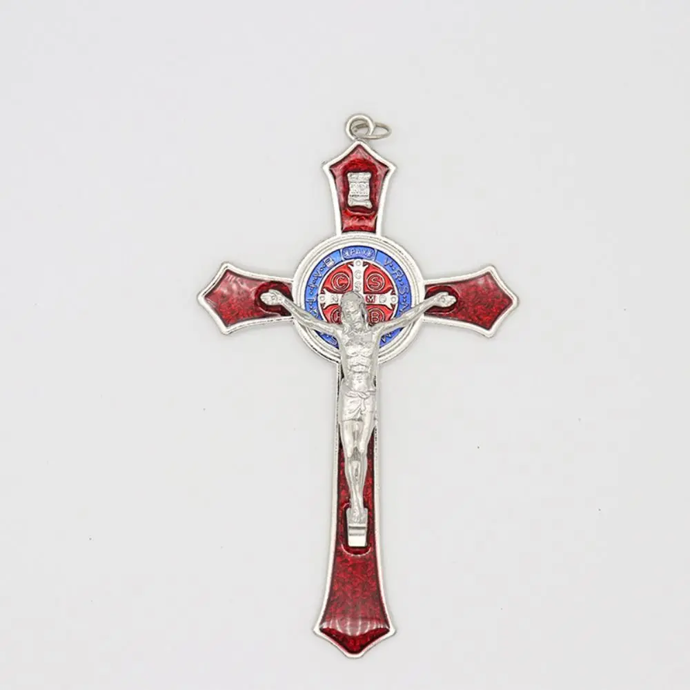 Catholic Saint Crucifix Pendant Religious Charm Alloy Catholic Jesus Cross Medal Prayer Christ Handmade Necklace Christian Decor