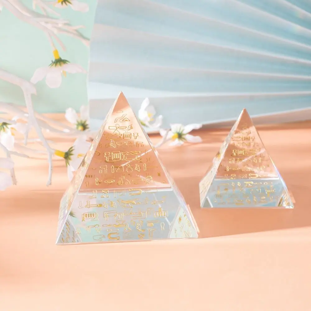 Triangle Scripture Pyramid Ornaments Geometry Decoration Creative Crystal Pyramid Crafts Meditation Mini Desktop Ornament Car