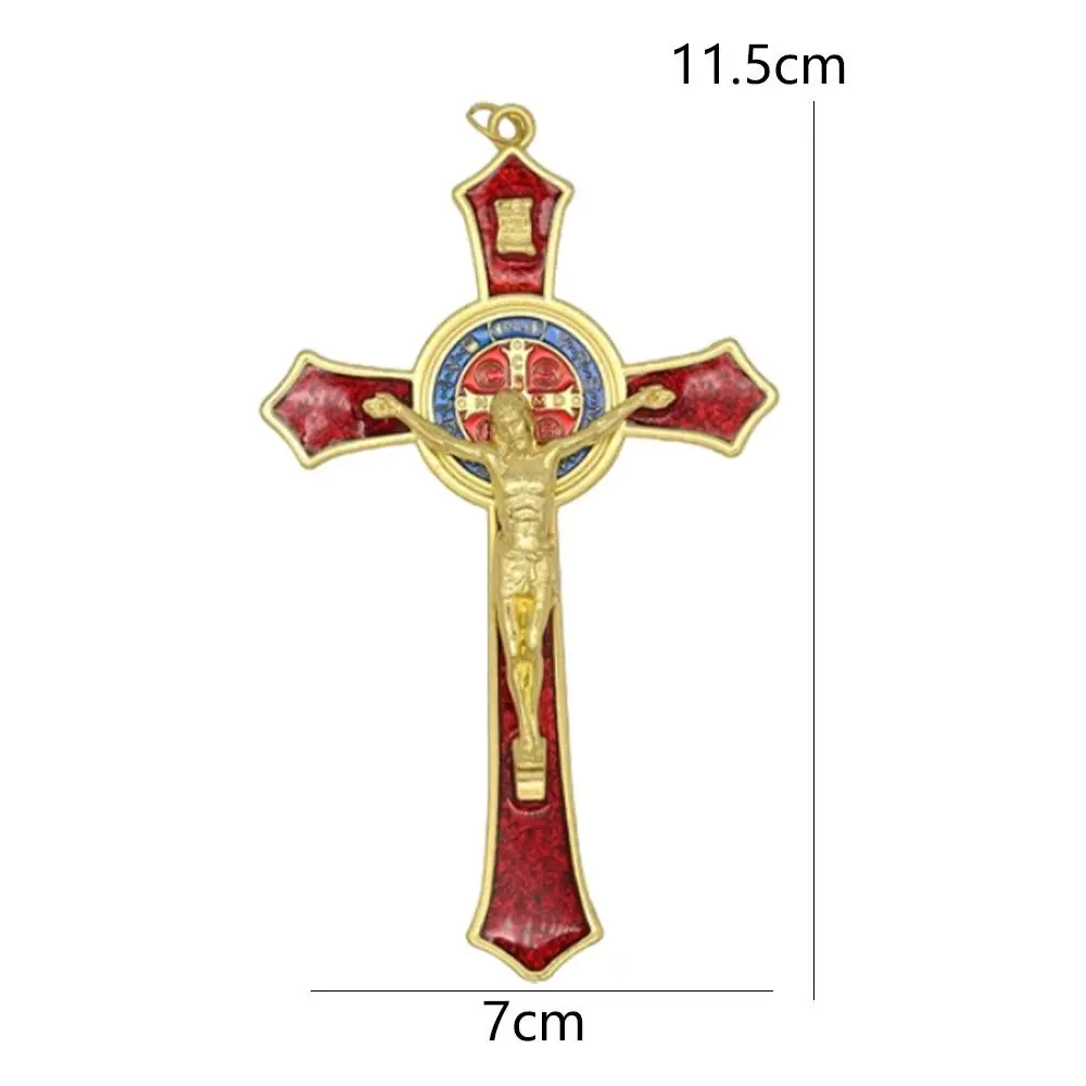Catholic Saint Crucifix Pendant Religious Charm Alloy Catholic Jesus Cross Medal Prayer Christ Handmade Necklace Christian Decor