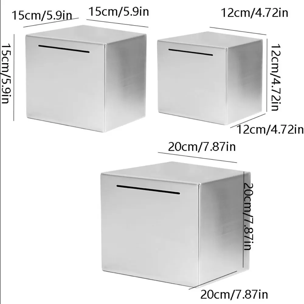 Solid Safe For Kids/Adults Stainless Steel Jar Piggy Bank Safe Box Money Bank Box Money Savings Bank