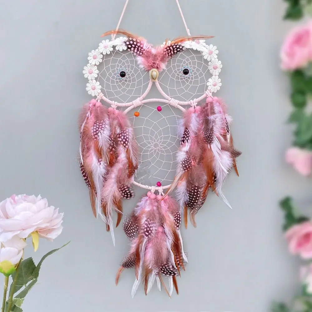 Wall Art Handmade Owl Dream Catcher Net Creative Exquisite Smart Bird Dreamcatcher Colorful Funny Wall Hanging Pendant Window