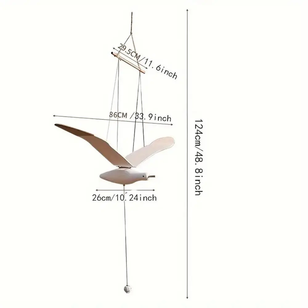 Wooden Flying Seagull Hanging Ornament Elegant Creative Flying Flapping Seagull Crafts Vintage Mediterranean Air Charm