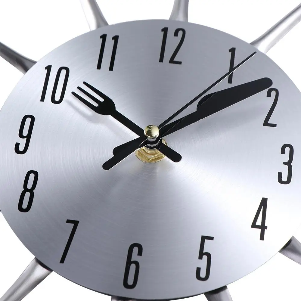 3D Spoon Fork Wall Clock Removable Modern Metal Clock Electronic Multifunctional Decorative Horloge Restaurant