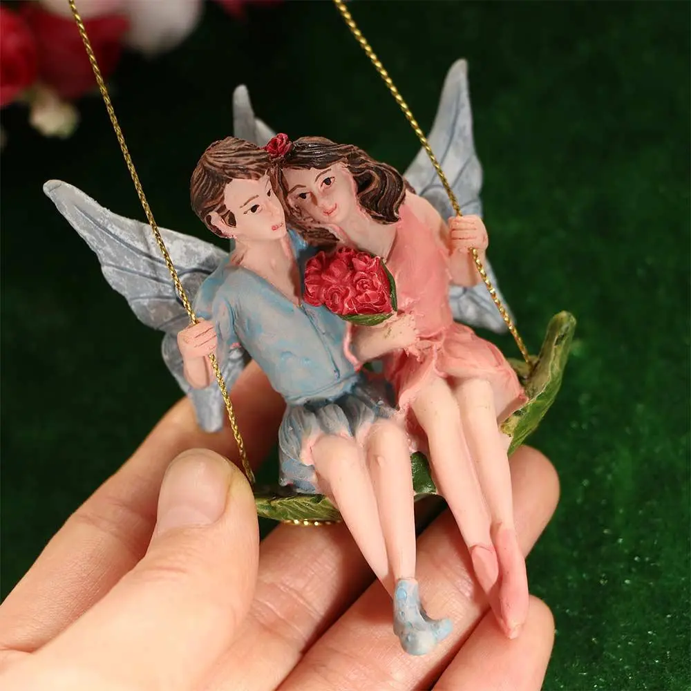 Romantic Scene Decoration Creative Landscape Couple Figurines Resin Craft Micro Landscape Flower Fairy