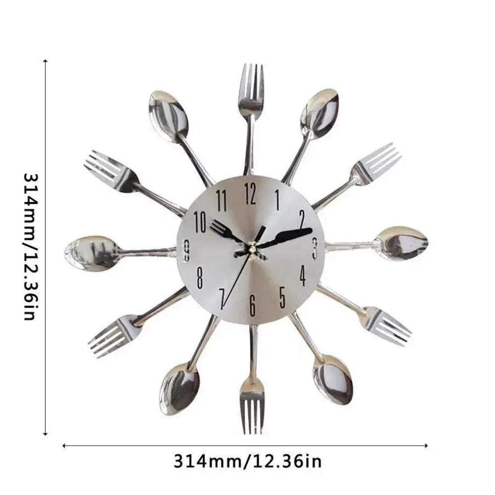 3D Spoon Fork Wall Clock Removable Modern Metal Clock Electronic Multifunctional Decorative Horloge Restaurant