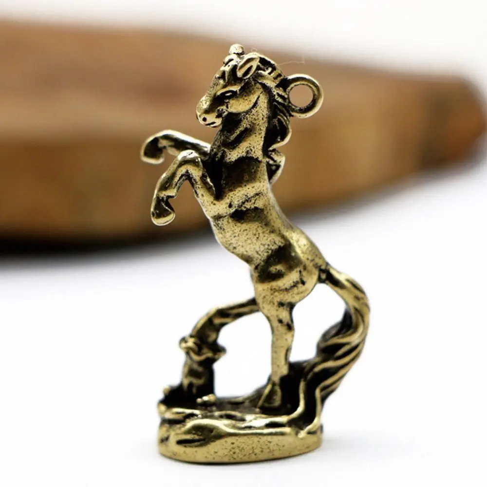 Creative Chinese Style Zodiac Horse Figurines Solid Brass 3D Horse Miniature Antique Simulation Animal Ornament Home Decor
