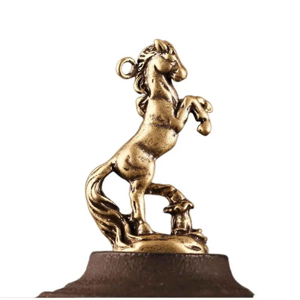 Creative Chinese Style Zodiac Horse Figurines Solid Brass 3D Horse Miniature Antique Simulation Animal Ornament Home Decor