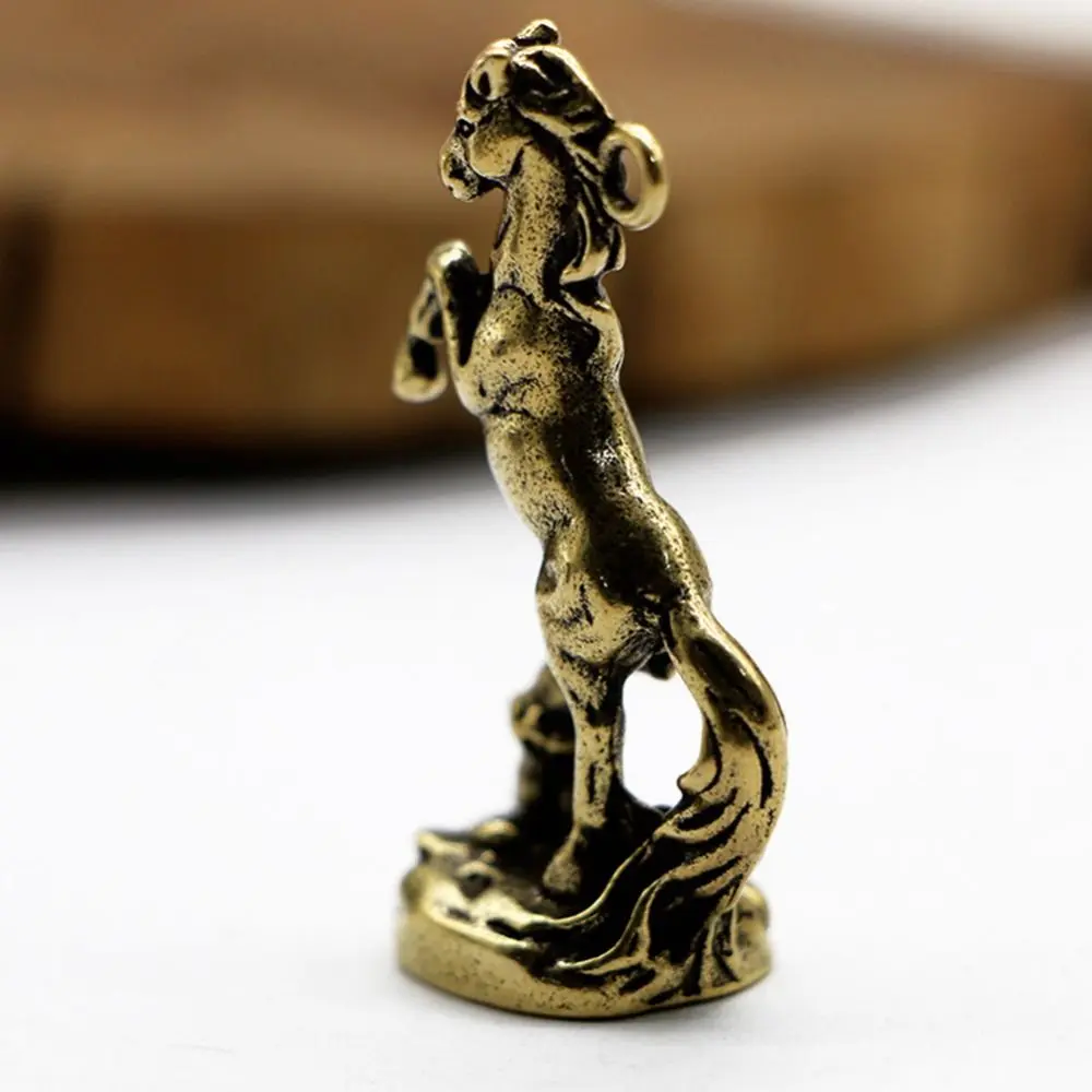 Creative Chinese Style Zodiac Horse Figurines Solid Brass 3D Horse Miniature Antique Simulation Animal Ornament Home Decor