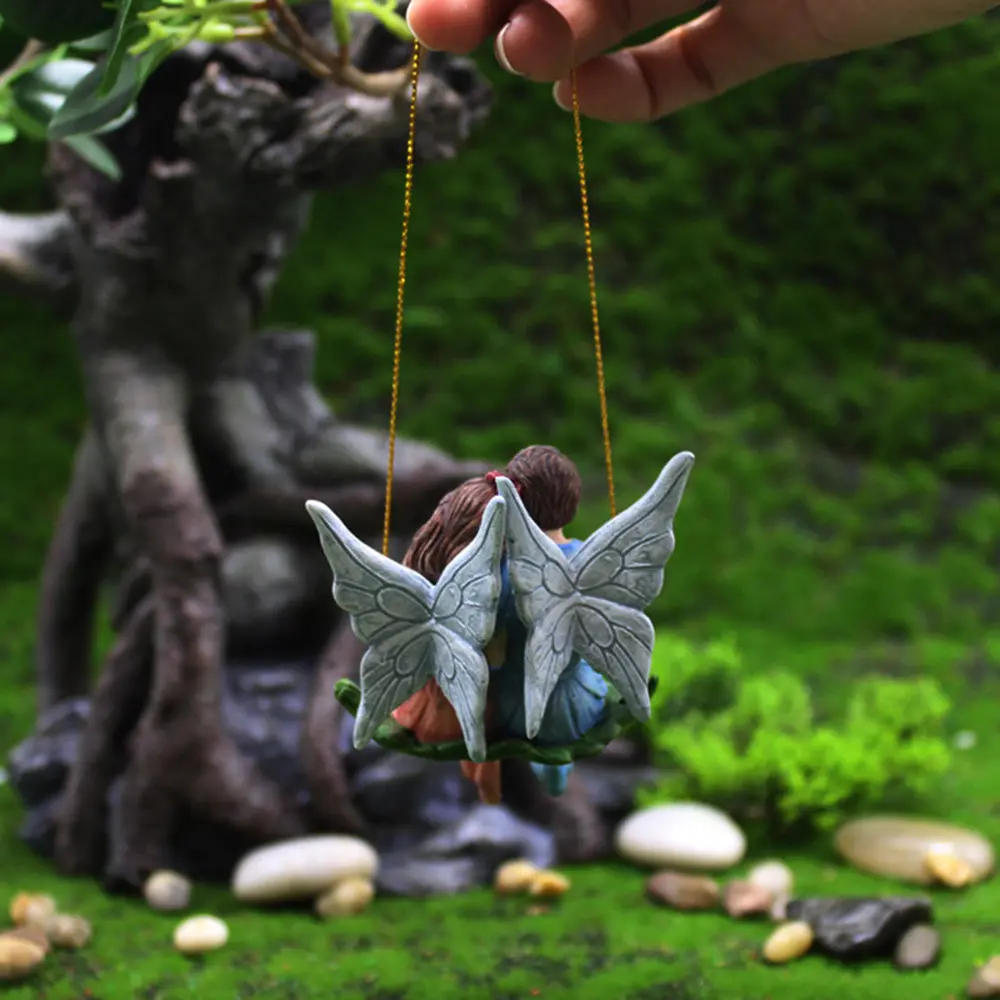 Romantic Scene Decoration Creative Landscape Couple Figurines Resin Craft Micro Landscape Flower Fairy