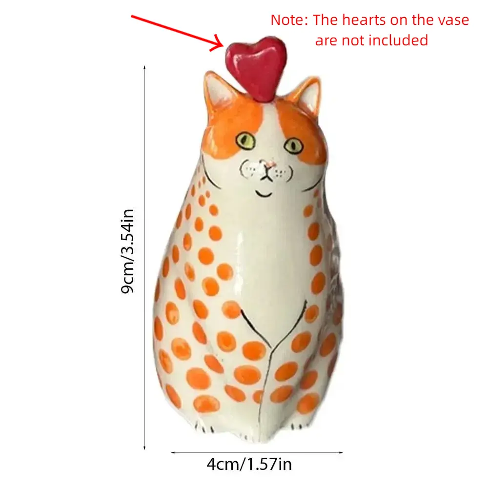 Multicolor Polka Dot Cat Vase Cute Small Caliber Tiny Animal Flower Vase Cartoon Creative Resin Cat Vase Cat Lovers
