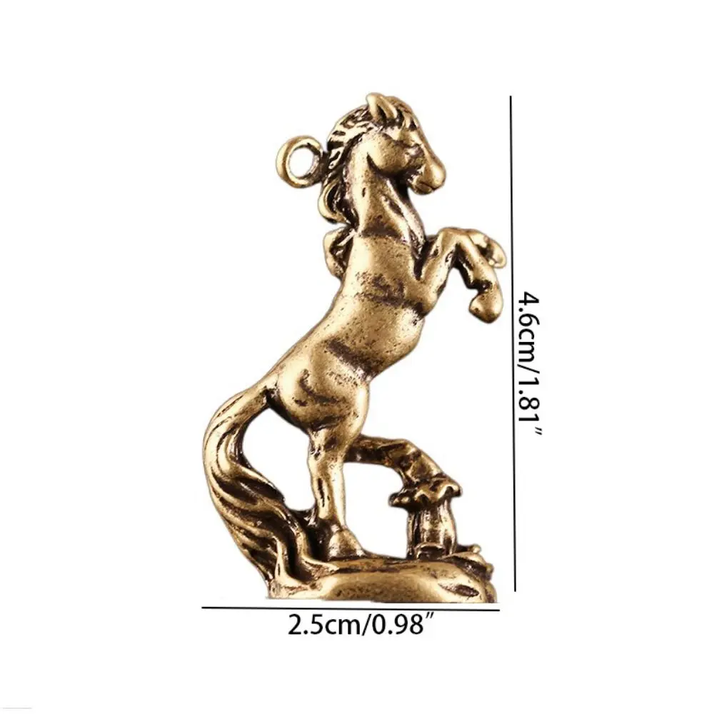 Creative Chinese Style Zodiac Horse Figurines Solid Brass 3D Horse Miniature Antique Simulation Animal Ornament Home Decor
