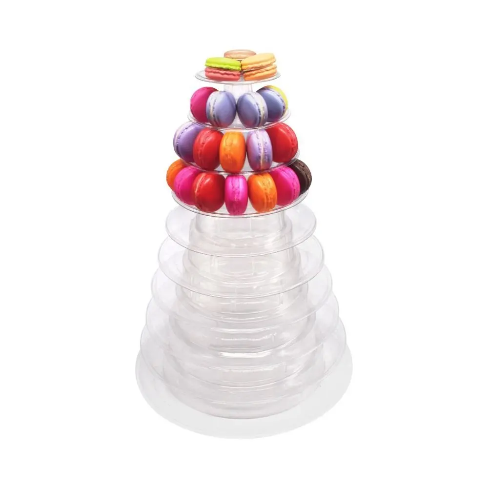 Round Food Grade Cupcake Tower Rack Clear Reuseable Macaron Display Stand PET Material Cake Placing Rack Macarons Display
