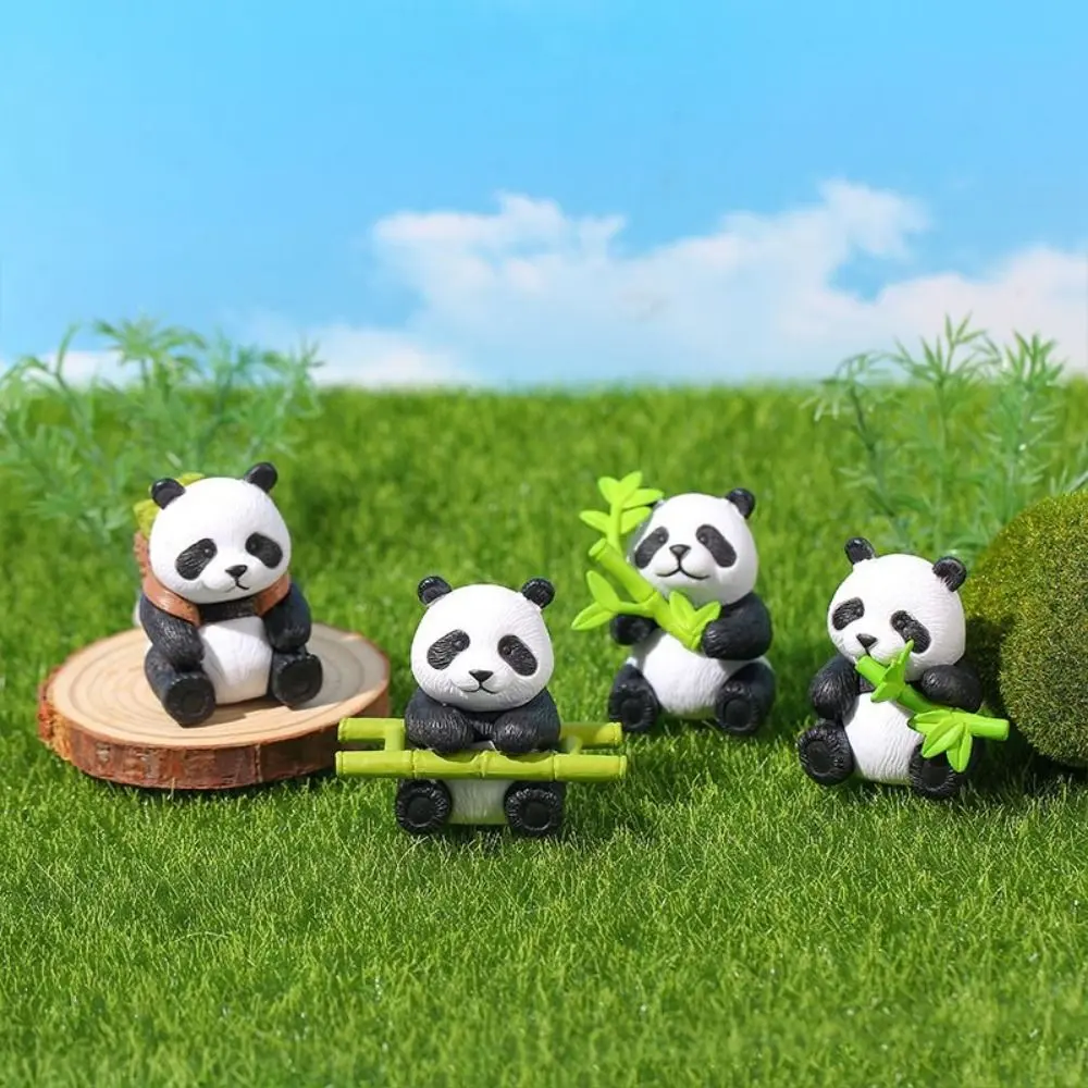 Random Style Micro Landscape Mini Panda Ornaments Resin Crafts Cartoon Simulation Panda Ornaments 3D Panda Miniatures Office