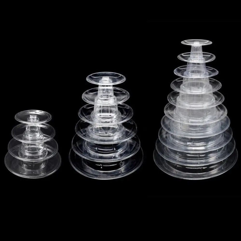 Round Food Grade Cupcake Tower Rack Clear Reuseable Macaron Display Stand PET Material Cake Placing Rack Macarons Display
