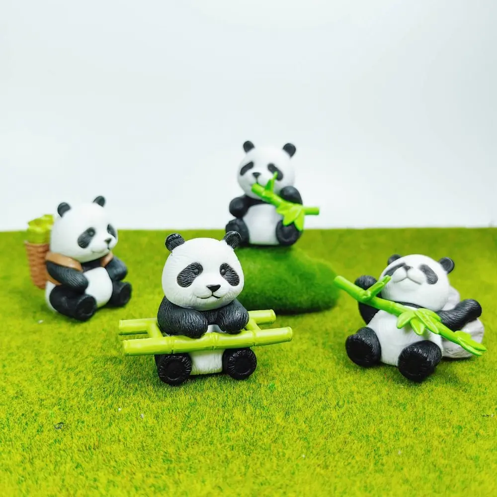 Random Style Micro Landscape Mini Panda Ornaments Resin Crafts Cartoon Simulation Panda Ornaments 3D Panda Miniatures Office