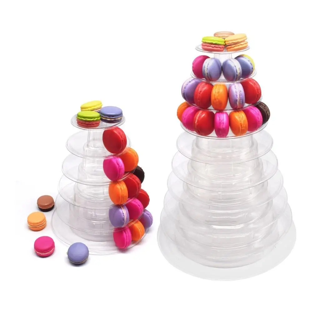 Round Food Grade Cupcake Tower Rack Clear Reuseable Macaron Display Stand PET Material Cake Placing Rack Macarons Display