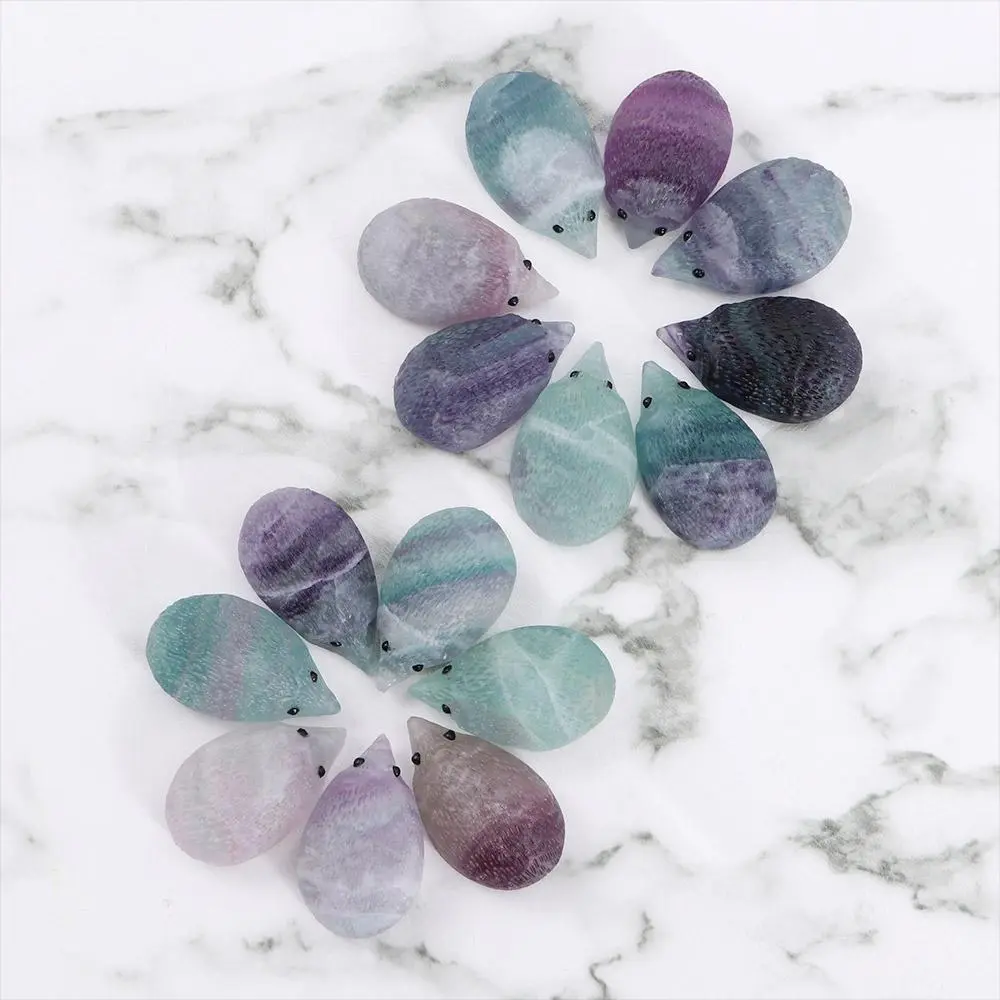 Mini Stone Rainbow Handicrafts Decorations Fluorite Hedgehog Figurines Quartz Crystal