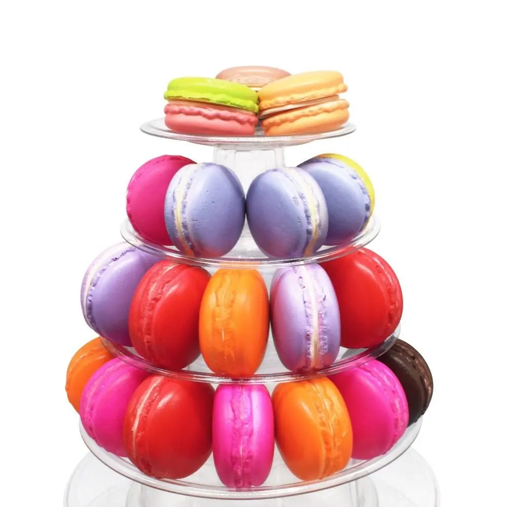 Round Food Grade Cupcake Tower Rack Clear Reuseable Macaron Display Stand PET Material Cake Placing Rack Macarons Display