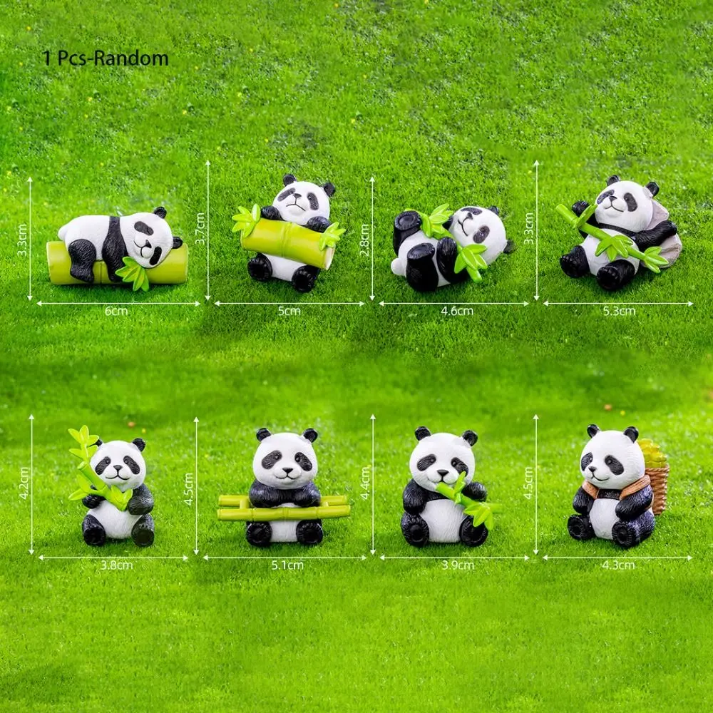 Random Style Micro Landscape Mini Panda Ornaments Resin Crafts Cartoon Simulation Panda Ornaments 3D Panda Miniatures Office