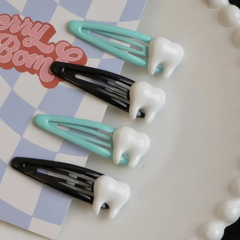 652F Tooth Clip Hairpin Y2K Girls Ornaments Headdress Hair Accessories Harajuku Barrettes Clip Bangs Hairpin