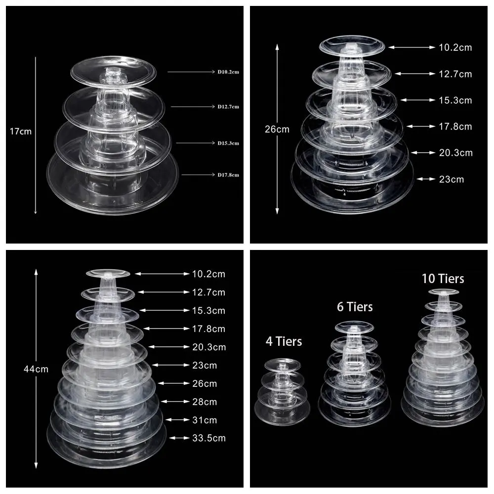 Round Food Grade Cupcake Tower Rack Clear Reuseable Macaron Display Stand PET Material Cake Placing Rack Macarons Display