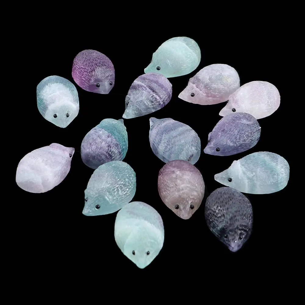 Mini Stone Rainbow Handicrafts Decorations Fluorite Hedgehog Figurines Quartz Crystal