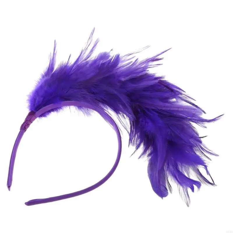 Headband 1920s Burlesque Headpiece With Feathers Flapper Headband Flapper Headpiece Mardi Gras Headband