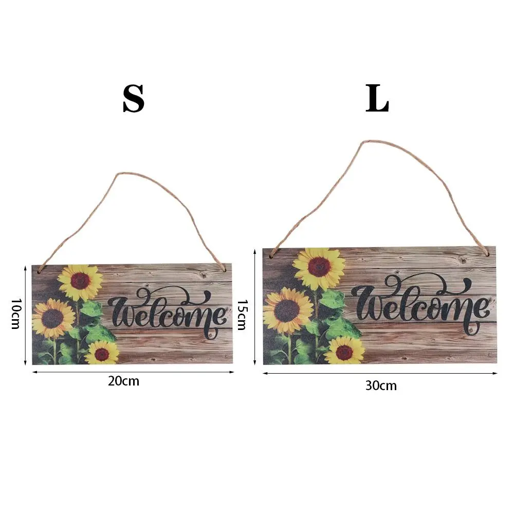 Pastoral Style Sunflower Welcome Sign Hanging Lightweight Welcome Door Sign Rectangular Wooden Decoration Sign Office