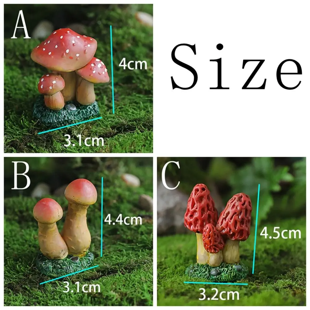 Miniature Figurines Resin Simulation Mushroom DIY Mini Mushroom Statue Cute Creative Mushroom Ornaments Garden