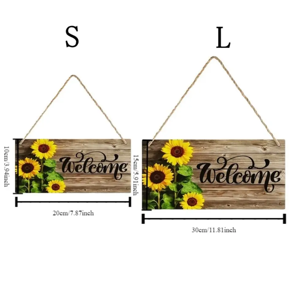 Pastoral Style Sunflower Welcome Sign Hanging Lightweight Welcome Door Sign Rectangular Wooden Decoration Sign Office
