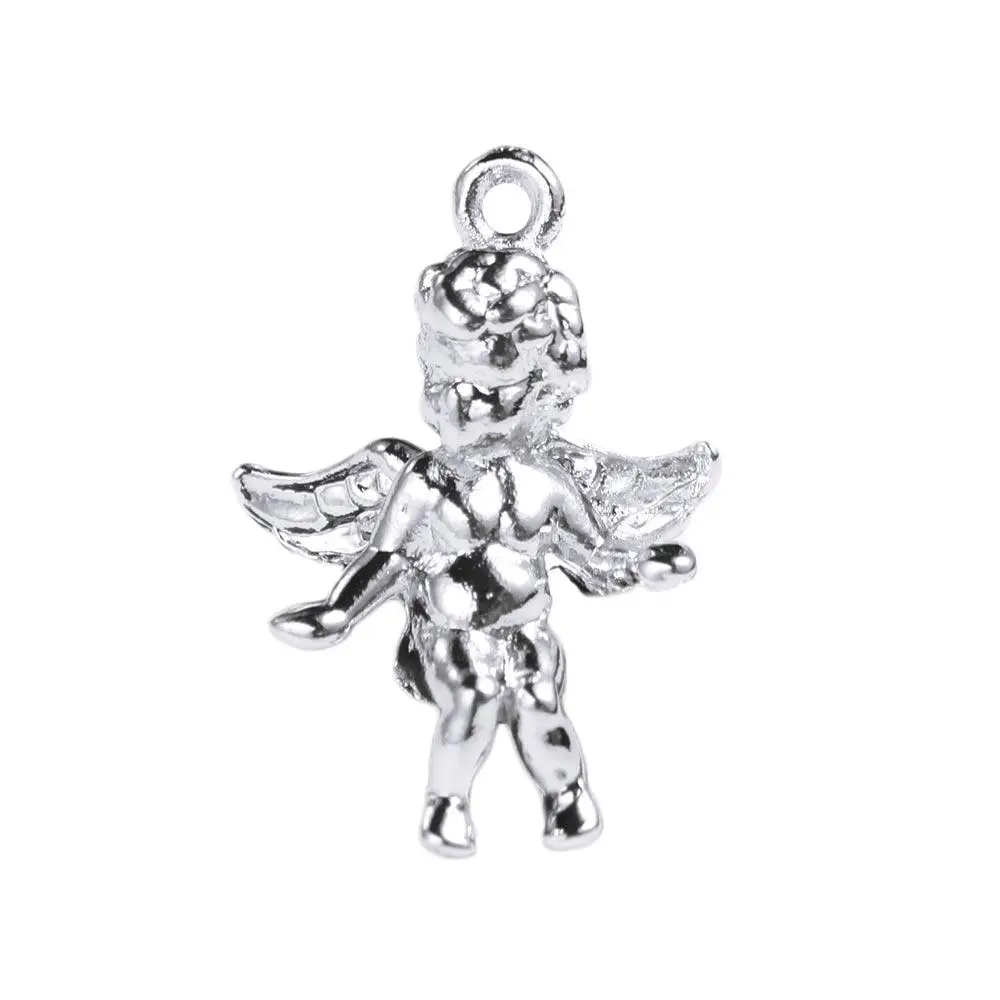2Pcs/set Mini Angel Wings Miniatures Handmade Zinc Alloy Cupid Single Pendant 3D Electroplating DIY Cupid Necklace Accessories