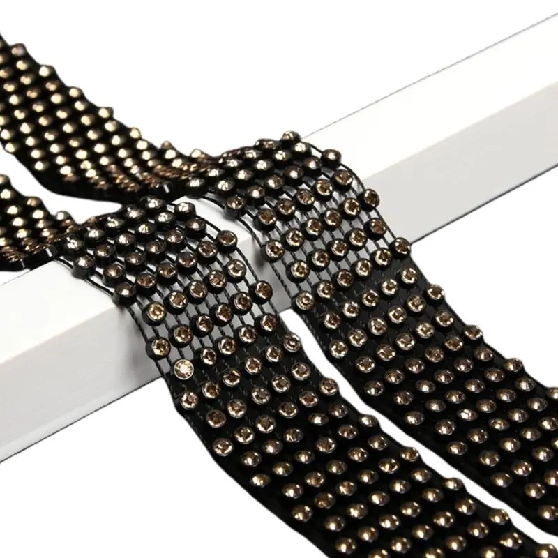 652F Women Glittering Rhinestones Necktie for Carnivals Theme Parties and Celebration Crystal Long Scarf Necklace Neckerchief