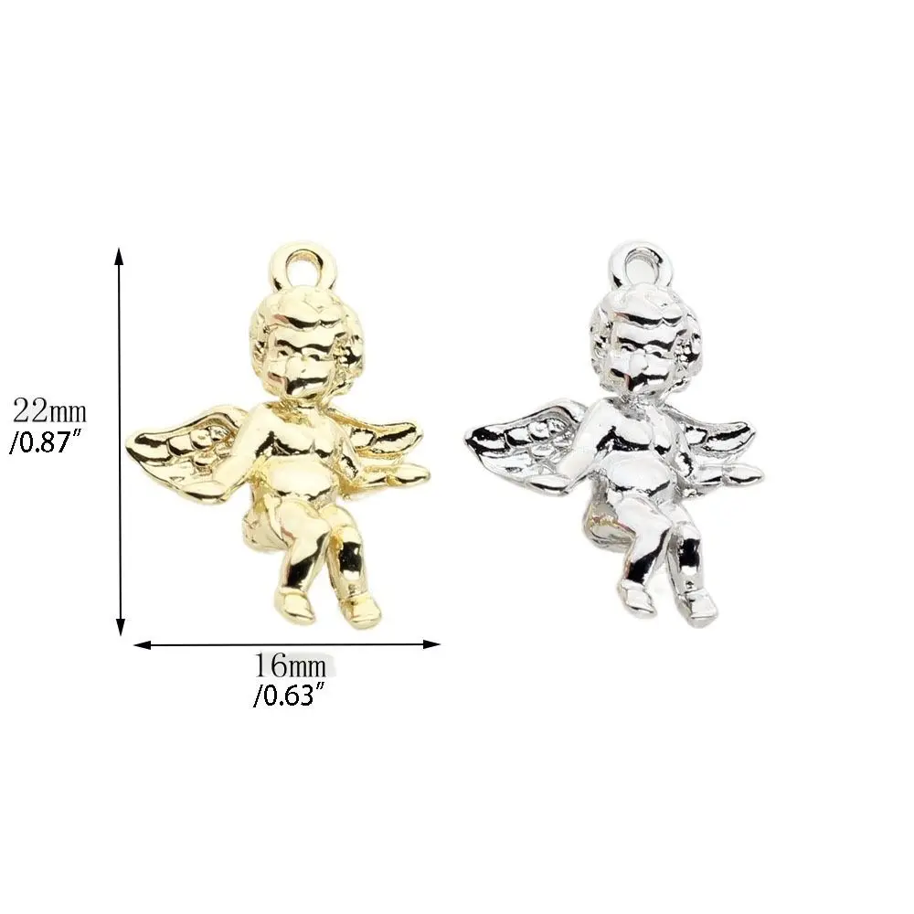 2Pcs/set Mini Angel Wings Miniatures Handmade Zinc Alloy Cupid Single Pendant 3D Electroplating DIY Cupid Necklace Accessories