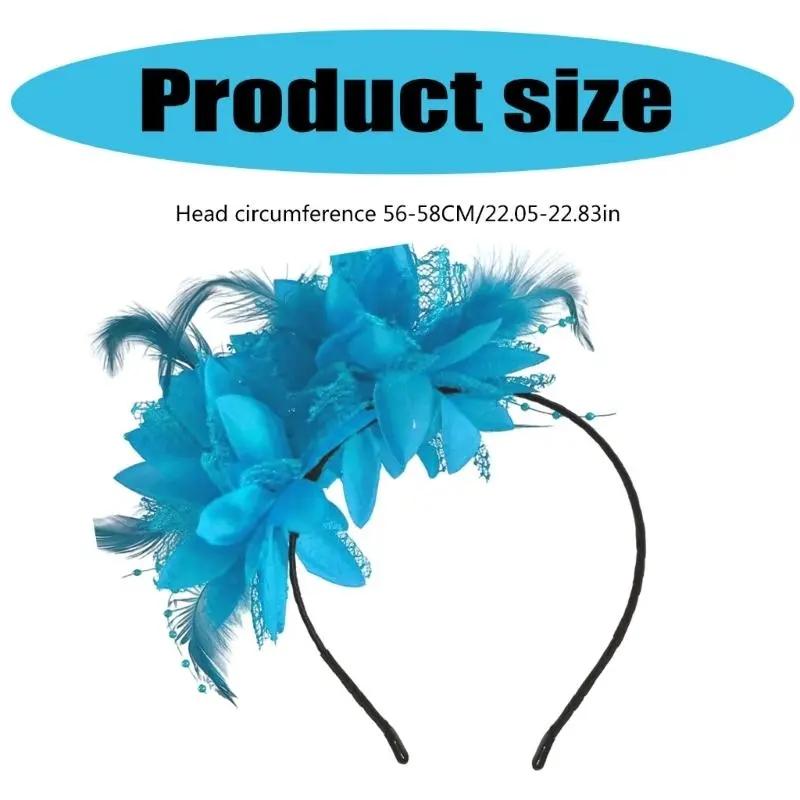 652F Feathered Hairband Costume Cosplay Flower Headwear Fashion Hair Accessory for Halloween Festival Parties and Weddings