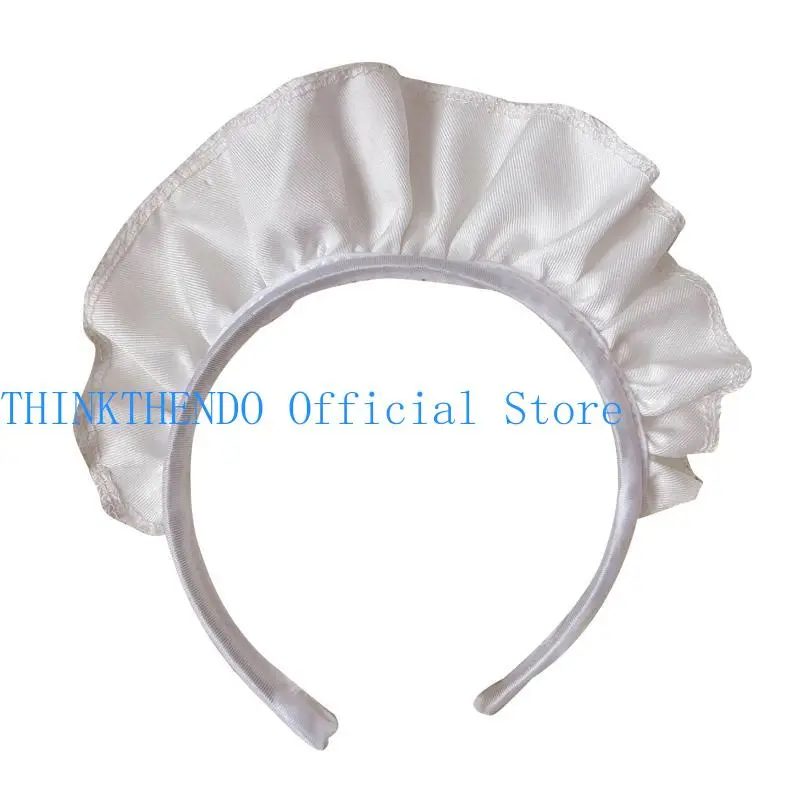 652F Gothic Wide Ruffle Hair Hoop White Headdress Cartoon Maid Headpiece Anime Gothic Roleplay Hairband